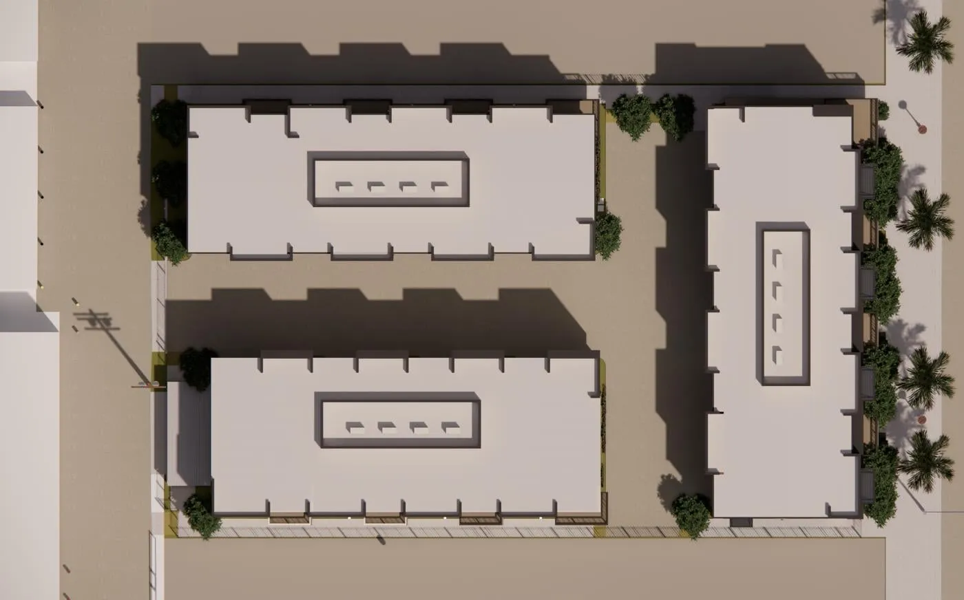 Site plan rendering with the ADU buildings added